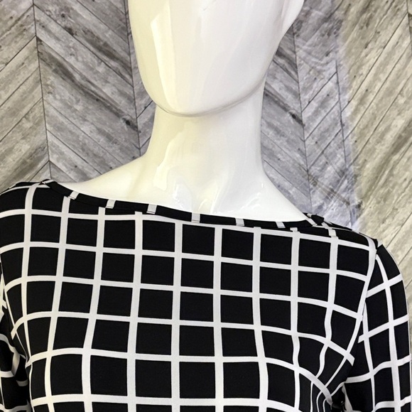 MICHAEL KORS Filigree Checkered Print Shift Dress Black, medium - Picture 2 of 11